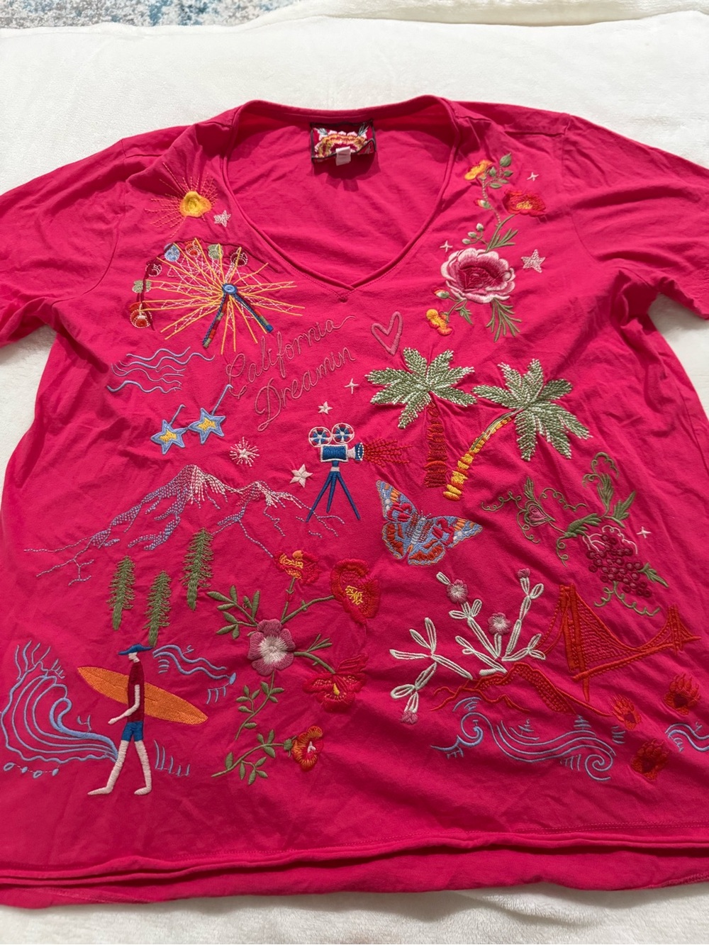 Johnny Was California Everyday Tee Raspberry Size Medium D81